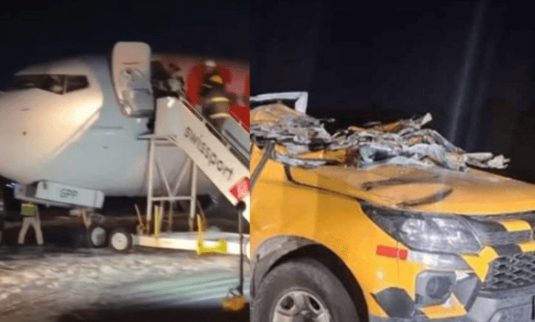 Avião colide com "carro na pista" em decolagem no Rio; veja as imagens